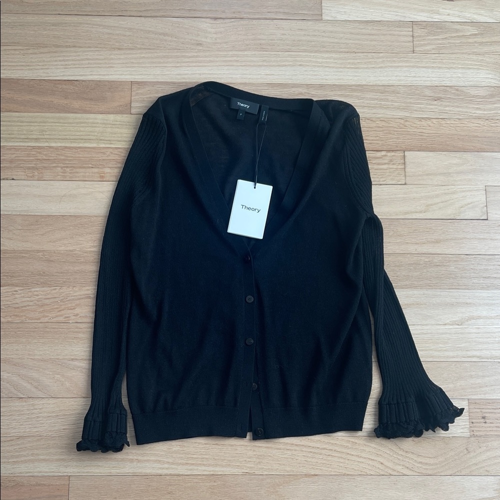 Theory Women's Black Cardigan Sweater size TP - Picture 4 of 12